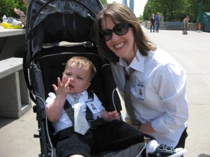 The littlest Nerd Herder at the Chicago Chuck mob