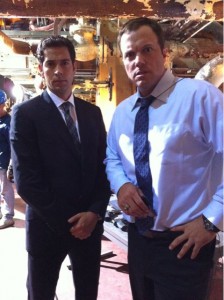 David Coleman Tweets photos of Zachary Levi and Adam Baldwin from the set of the Chuck season 4 premiere