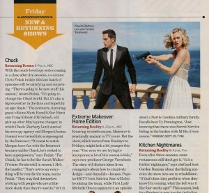 Zachary Levi and Yvonne Strahovski in Chuck preview in Entertainment Weekly September 2011